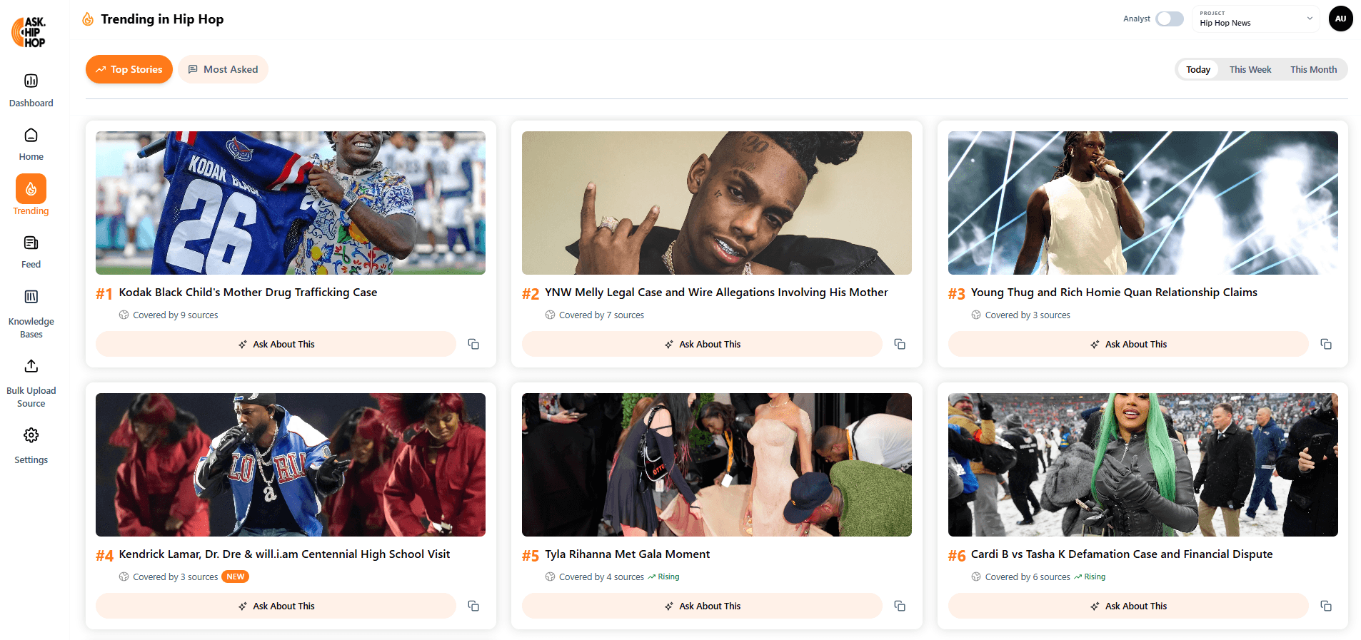 Ask HipHop product interface